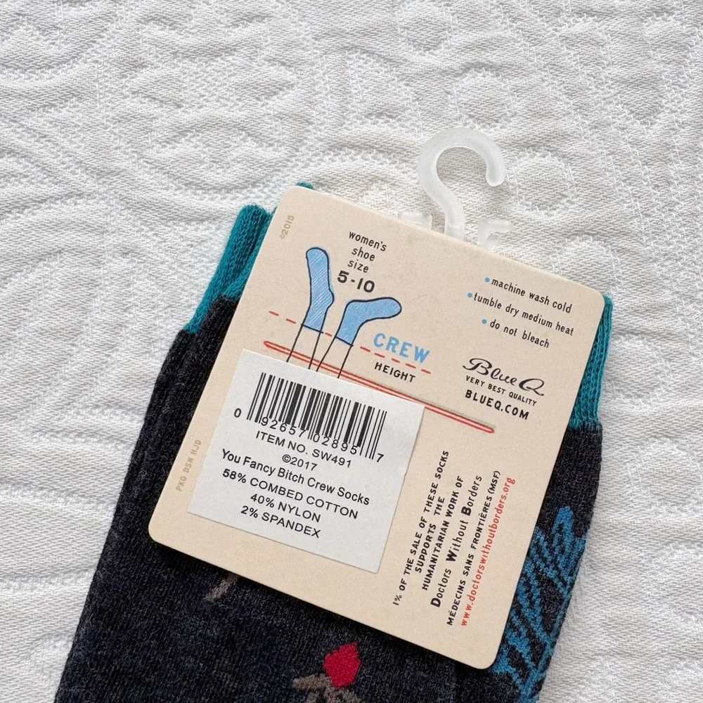 Blue Q Women's Combed Cotton Crew Novelty Socks, You Fancy B* (Sz 5-10)‎